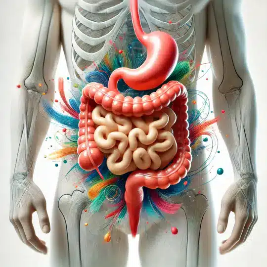Ein Darm künstlerisch dargestellt mit Farbeffekten