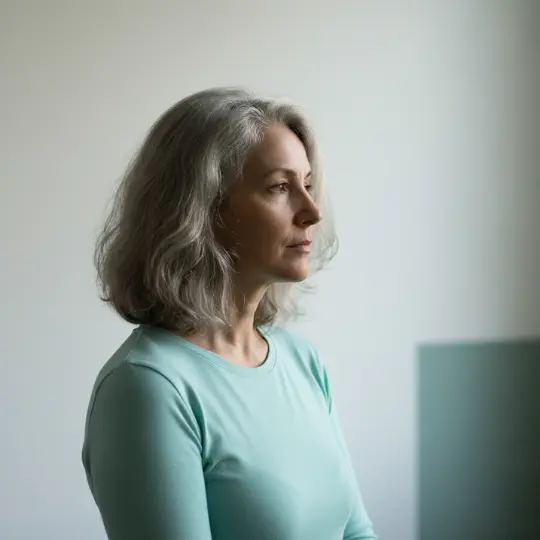 Nachdenkliche Frau in Aufbruchstimmung, um ihr Leben zu verändern.