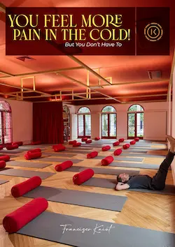 Ebook-Cover: Yoga-Studio mit roten Kissen.