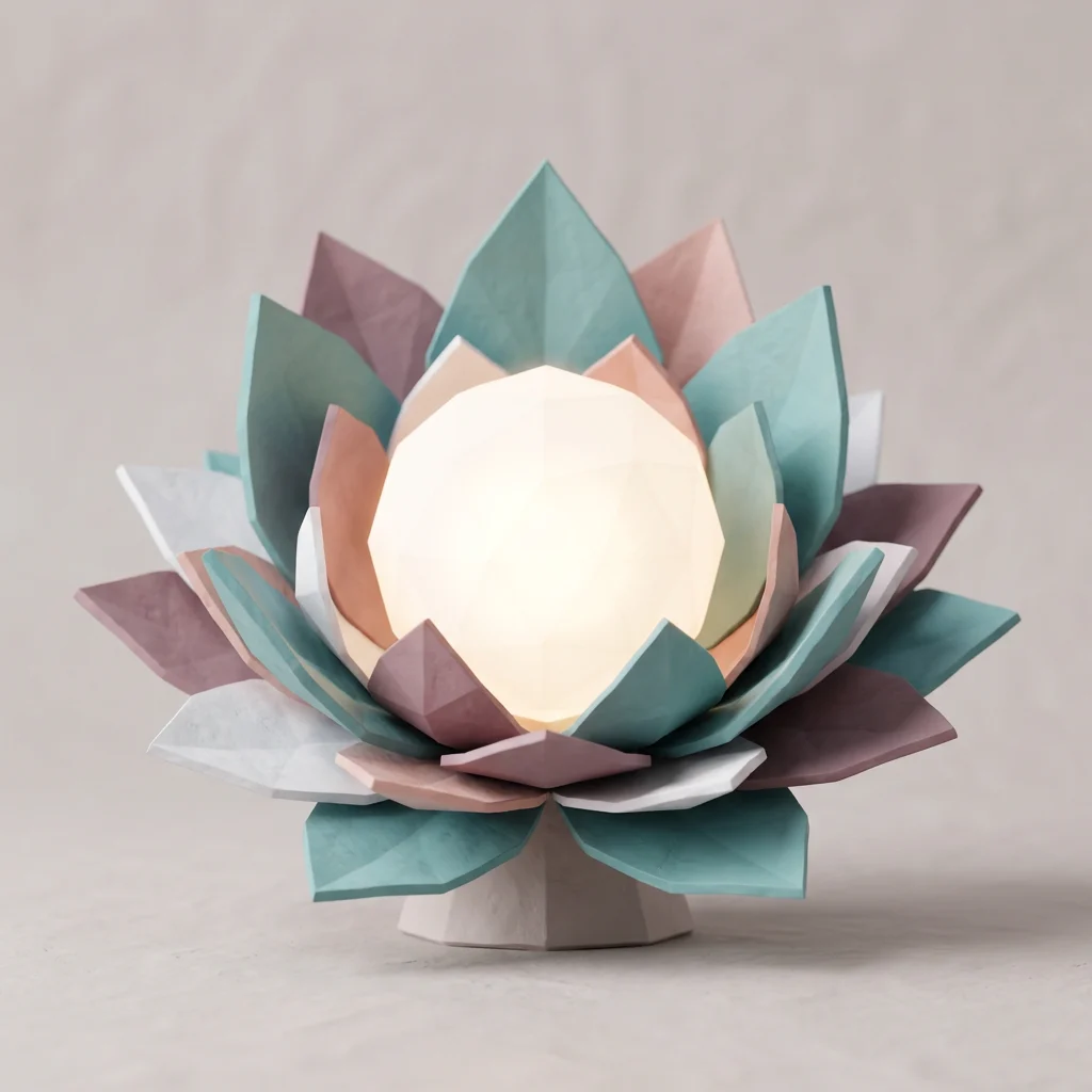 Abstrakte Illustration einer leuchtenden Lichtkugel mit aufblühenden Blättern in Teal- und Rosétönen, Symbolbild für Vitalität und Energie
